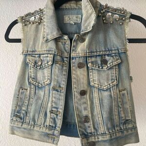 Chiole Denim Architect Girls Small, Studded Punk- Inspired Jean Vest